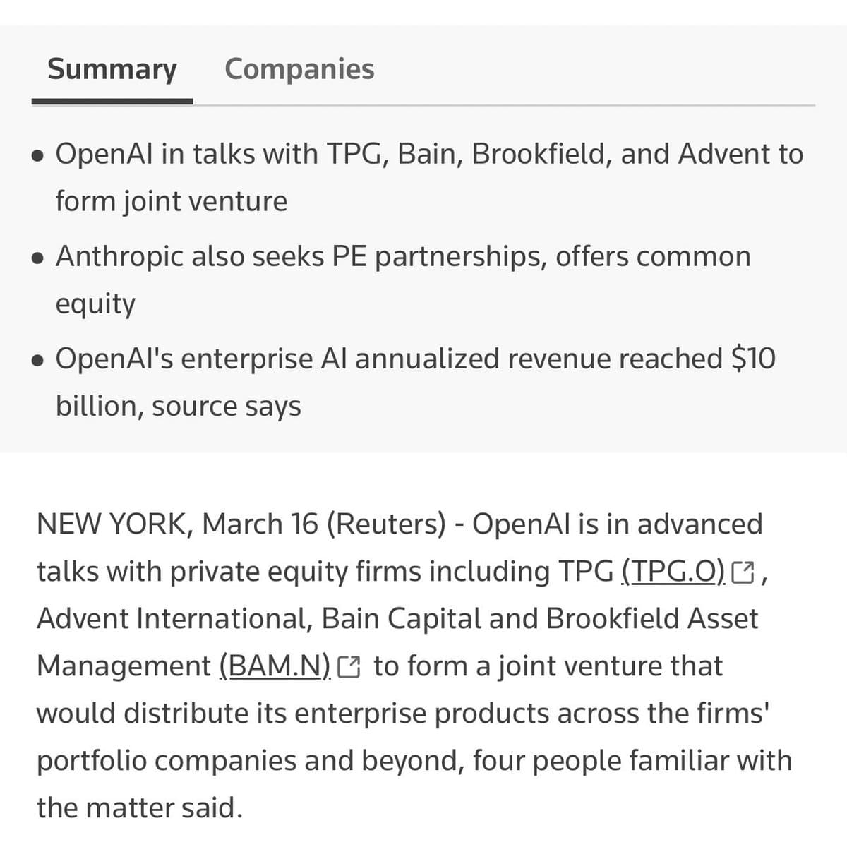 Reuters, WSJ: OpenAI reportedly lines up PE-backed B2B distribution partners