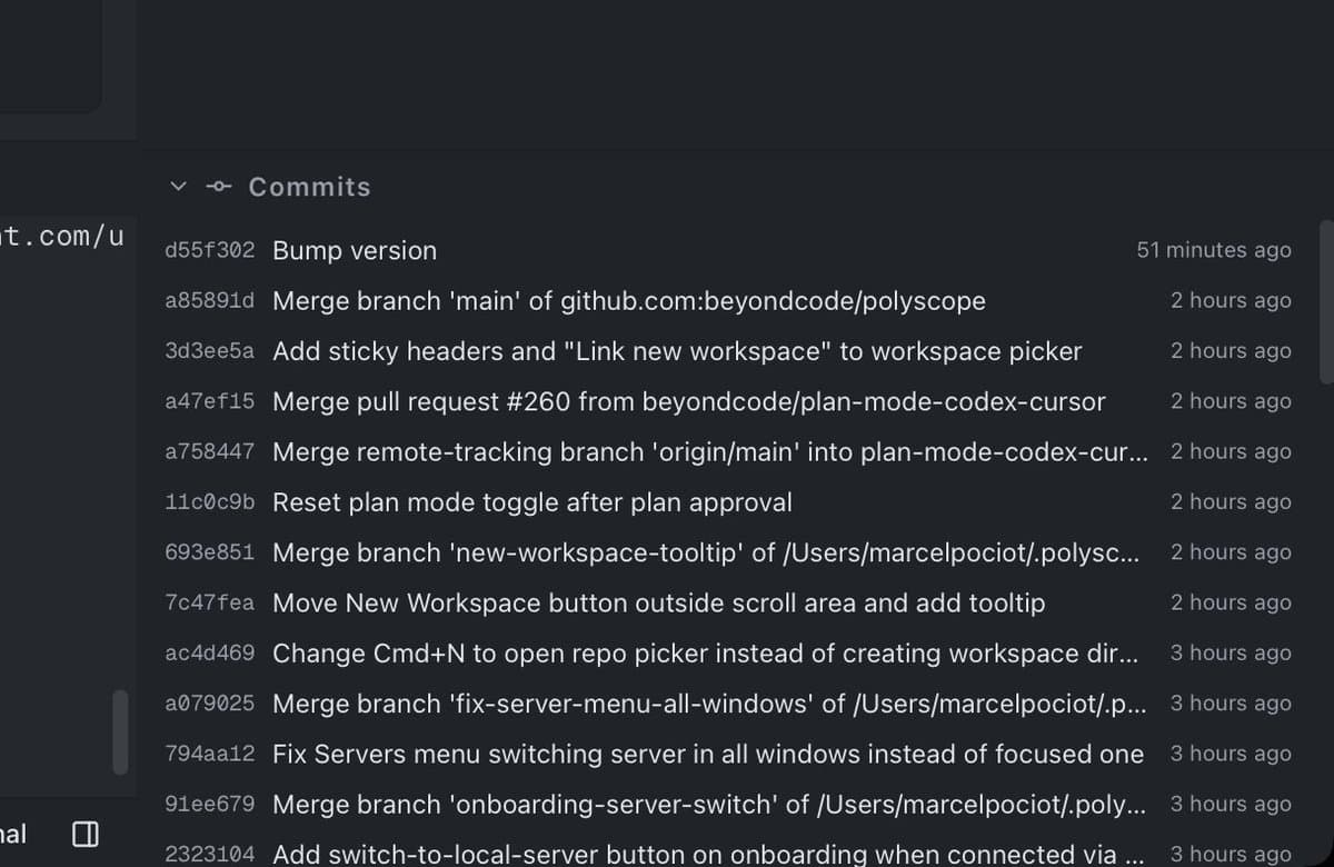 Polyscope 0.15 adds multi-server switching and plan mode