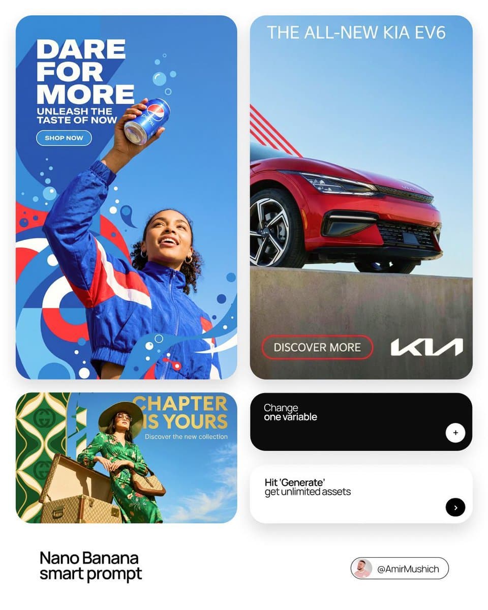 Nano Banana template adds brand-specific ad layouts with CTA and color swaps