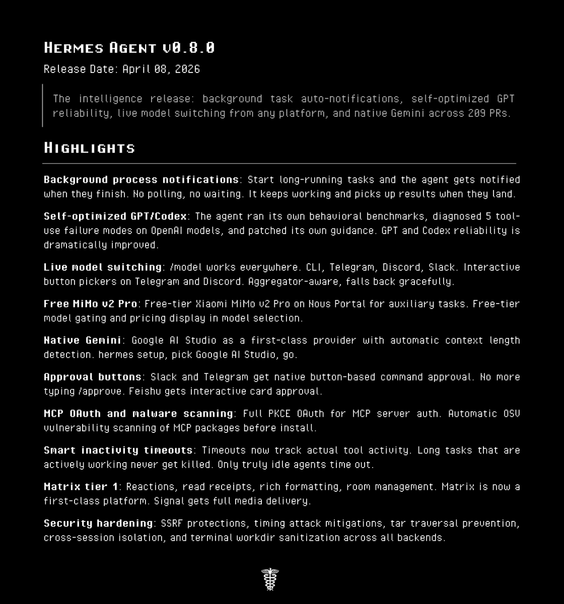Hermes Agent updates to v0.8.0 with Browser Use, remote backends, and worktree parallelism