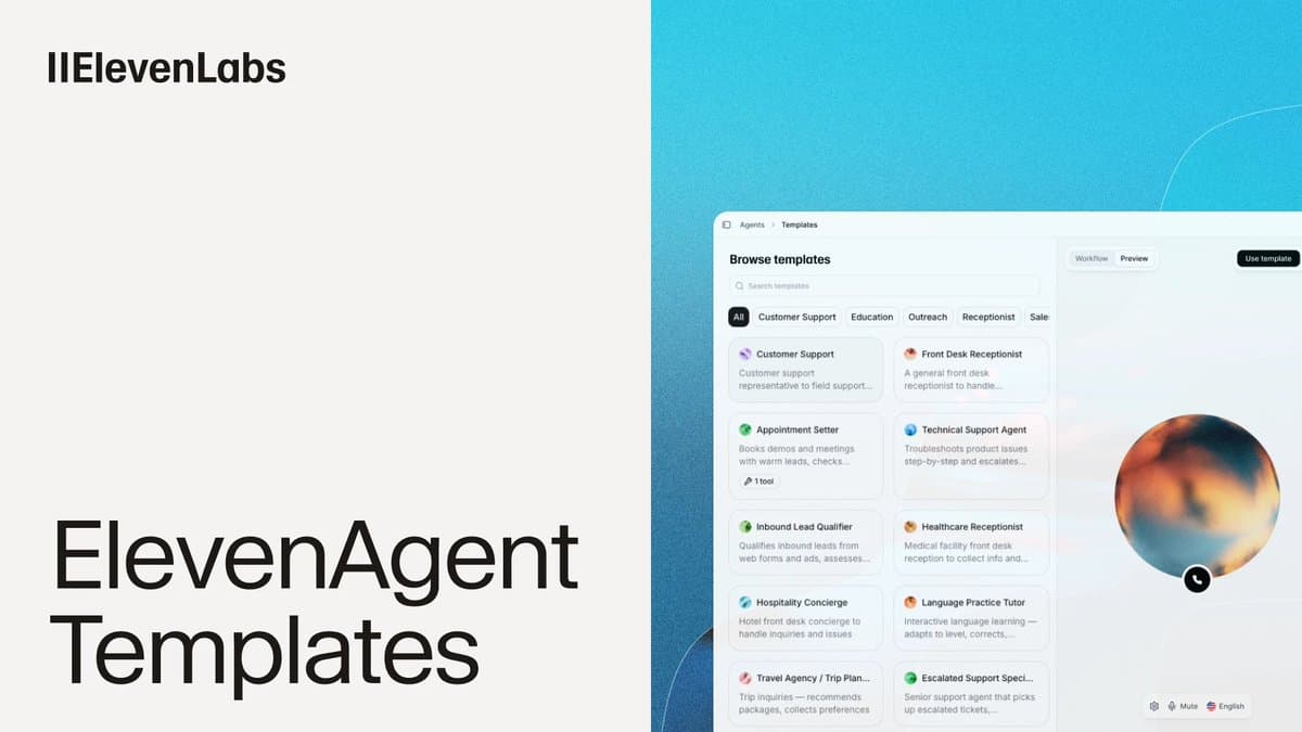 ElevenLabs releases Agent Templates with 50+ support, SDR, and training workflows