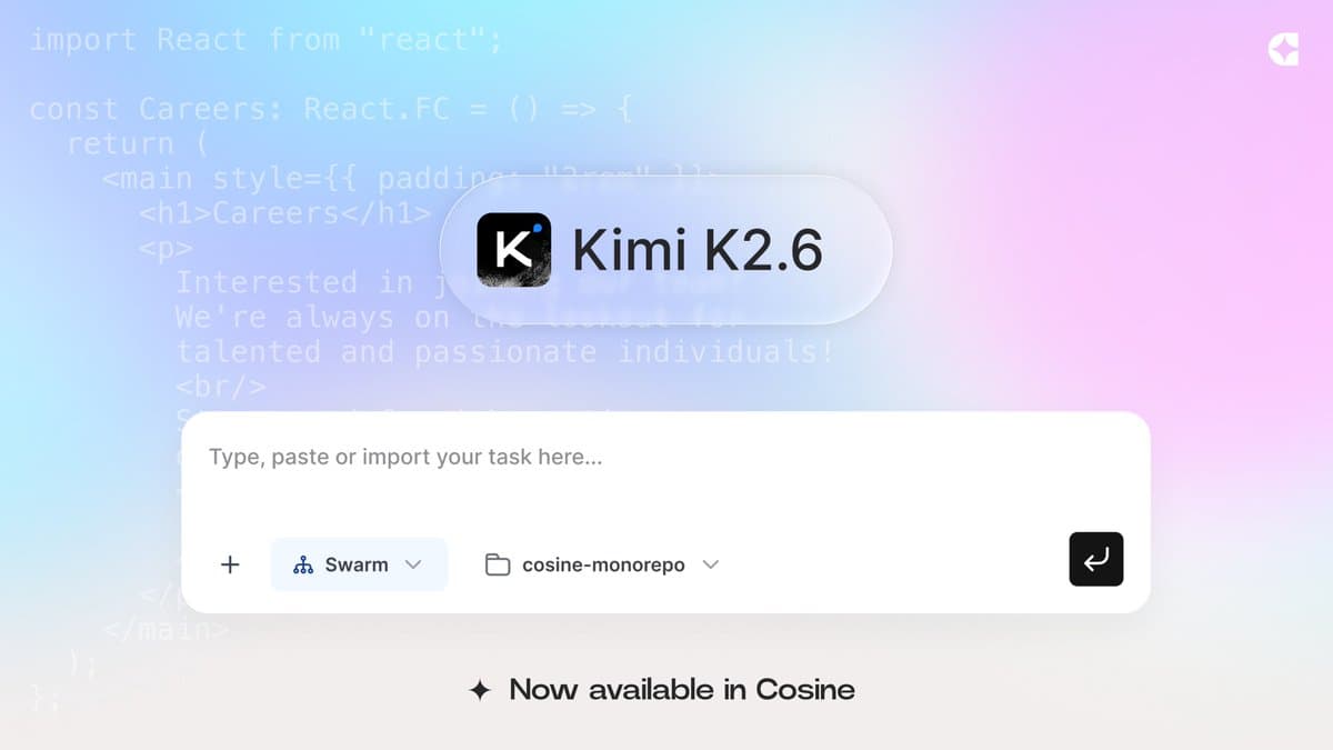 Kimi K2.6 launches API with $0.95/M input, 256K context, and video input