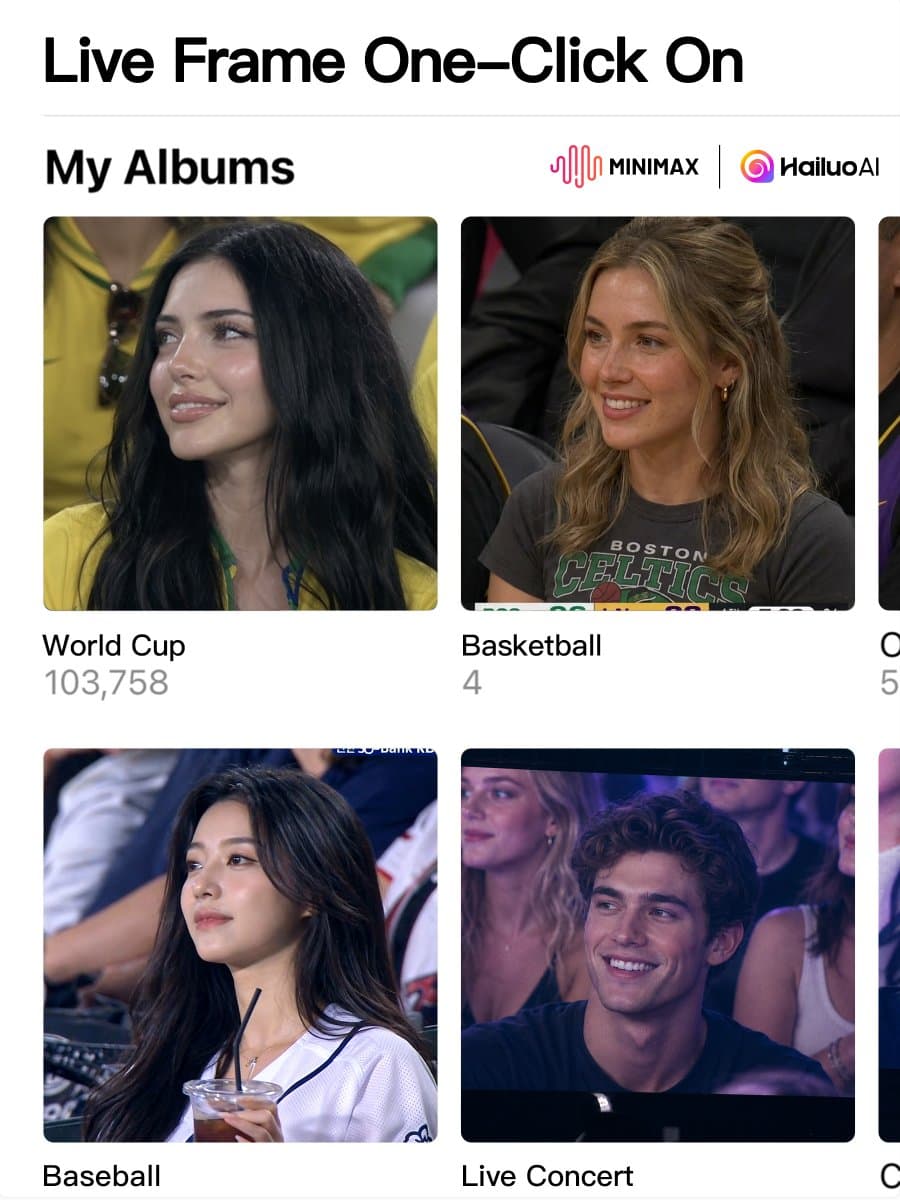 Hailuo launches Live Frames one-click stadium-cam templates on iOS and Android
