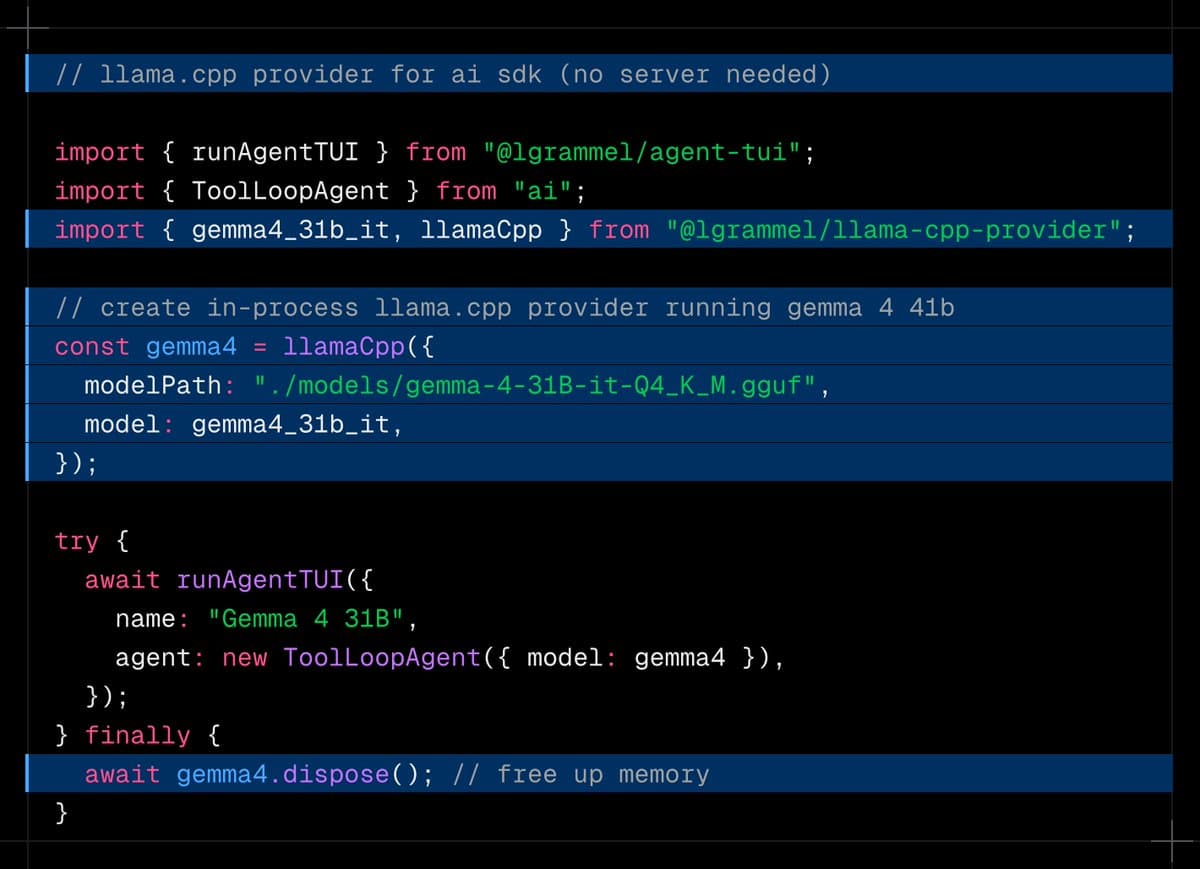 llama.cpp provider adds in-process AI SDK support with tool calling