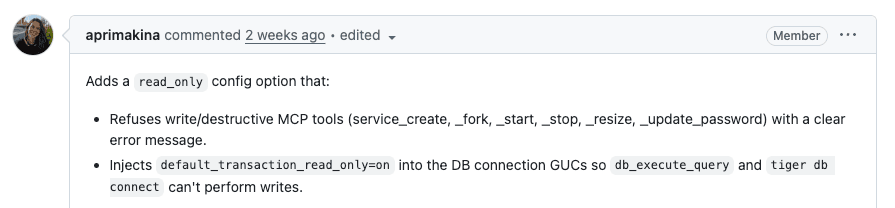 TimescaleDB adds read-only MCP mode for agents