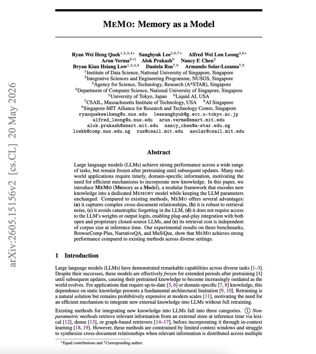 Researchers and builders ship external memory layers with recipe stores and 33% cheaper updates