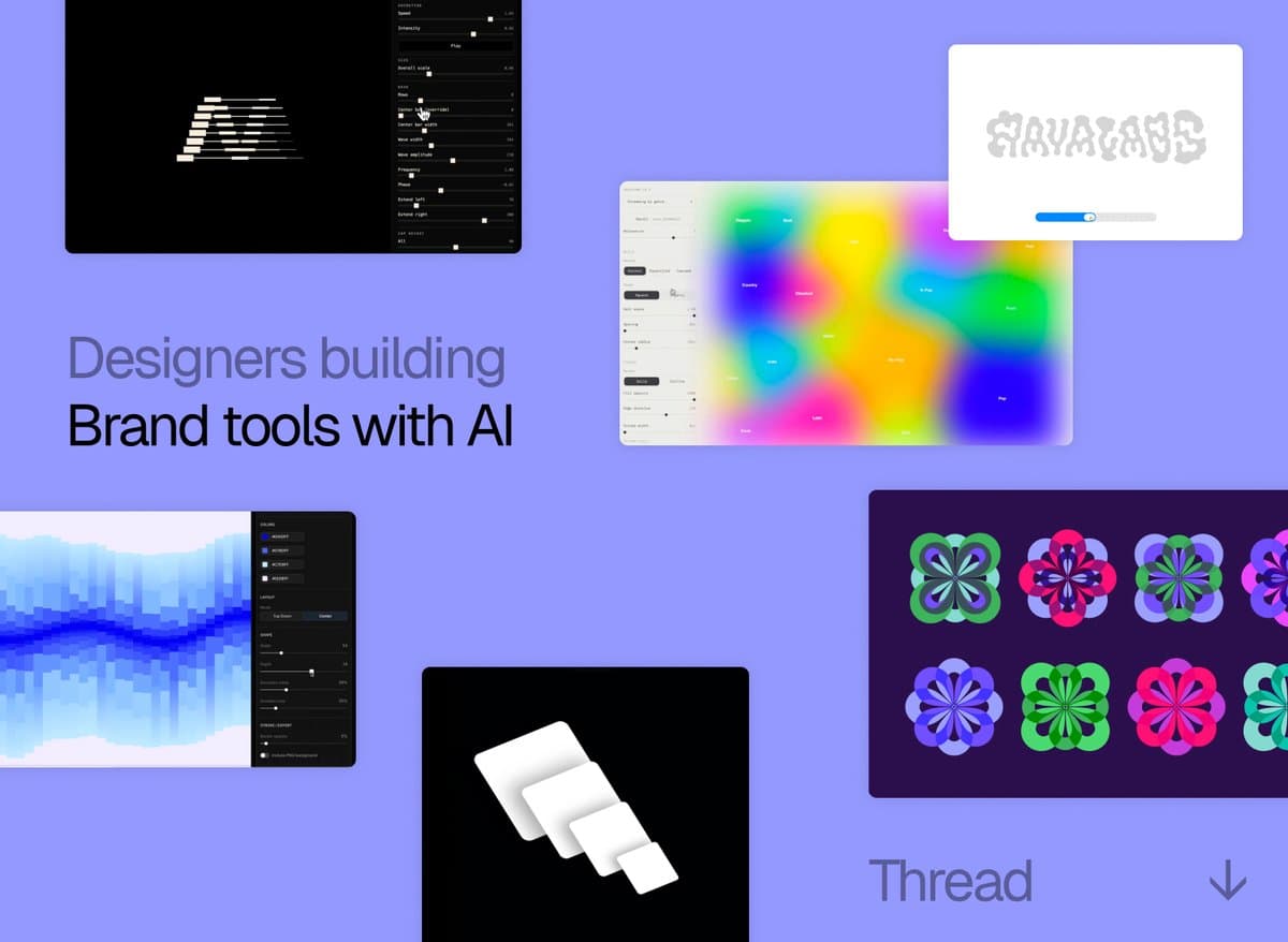 Practitioner thread reports in-house brand generators for blooms, badges, and logo variants