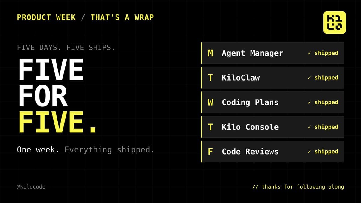 Kilo releases Product Week bundle with Agent Manager, Console beta, and M3 plan
