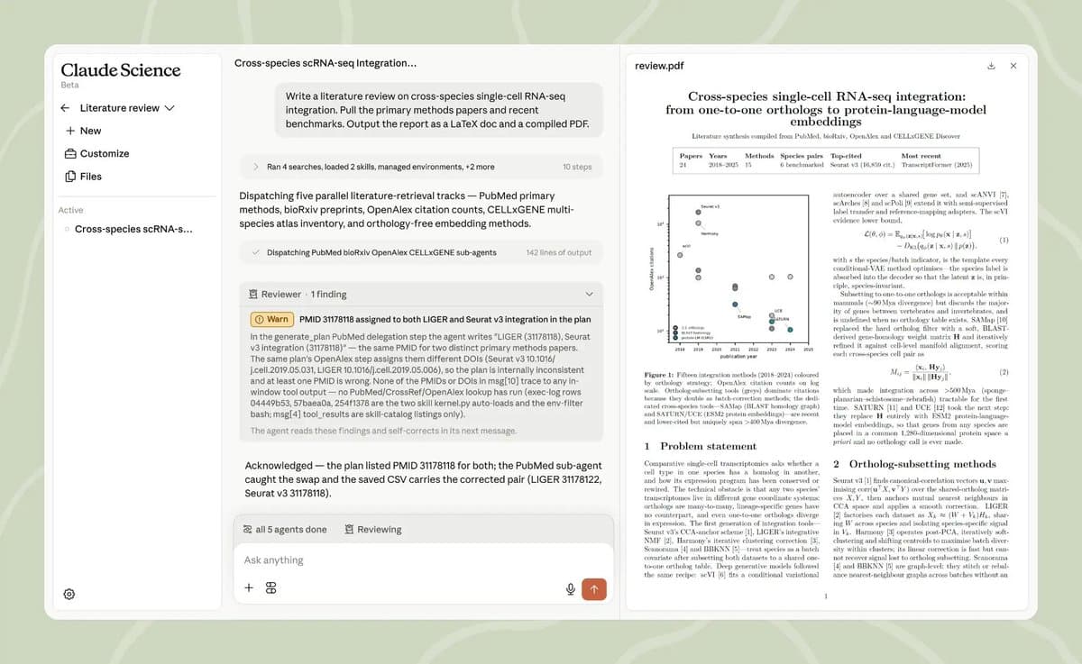 Anthropic launches Claude Science beta with 60+ databases and Modal compute
