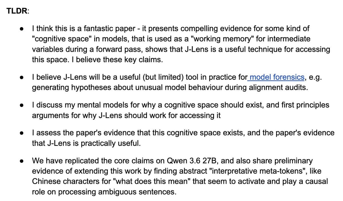 Anthropic claims Claude uses a small internal J-space activation workspace
