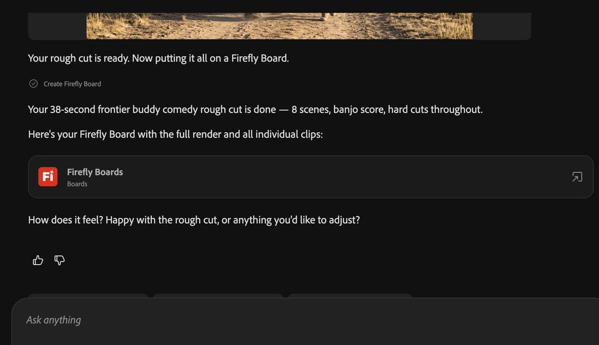 Adobe Firefly AI Assistant turns storyboards into generated clips