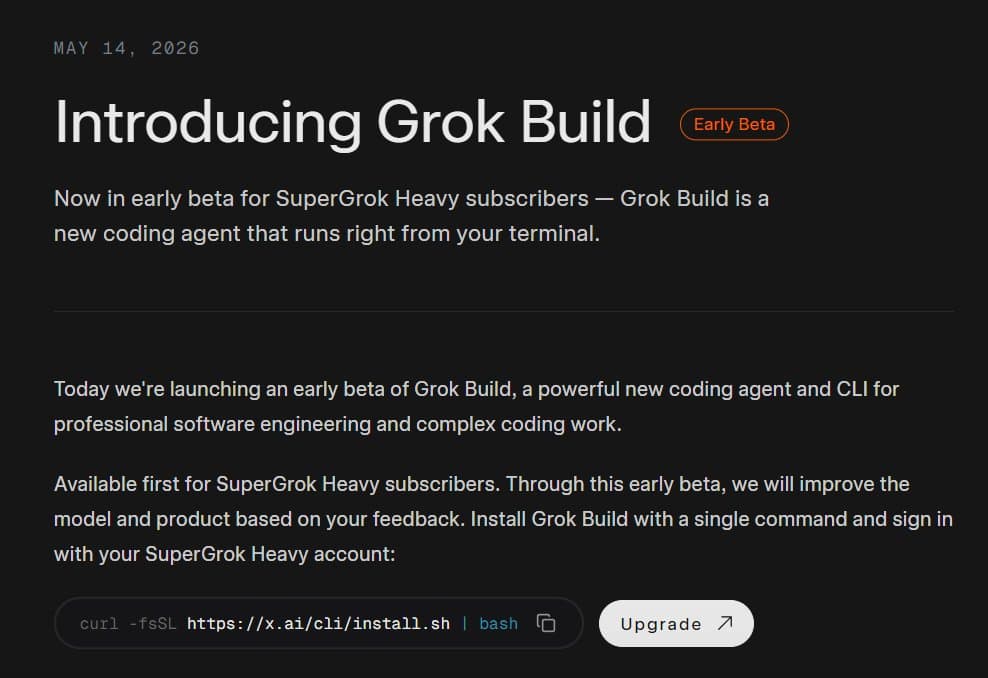 Grok Build launches beta CLI with plan mode, subagents, and $300 Heavy access