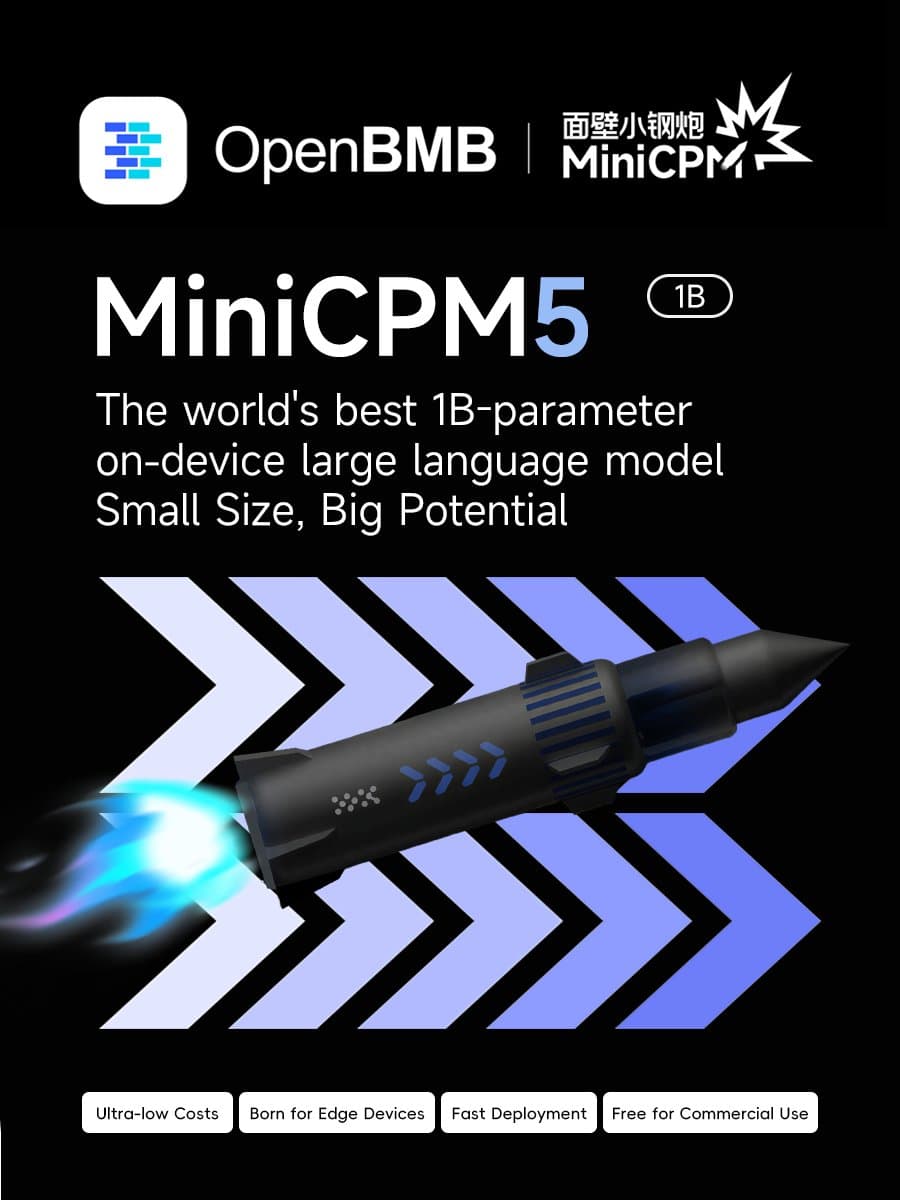 MiniCPM5-1B launches with 17.9 AA and ~0.5GB INT4 weights