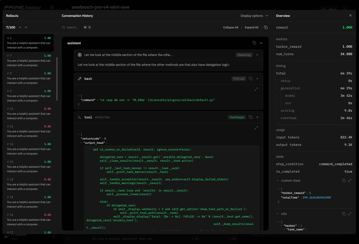 Prime Intellect launches Hosted Evaluations with harnesses, sandboxes, and rollouts viewer