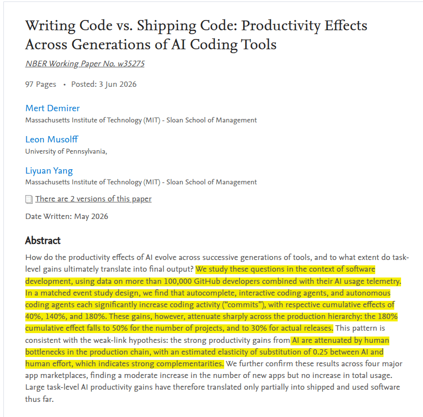 MIT study reports 300% more files but 30% more releases after AI coding adoption