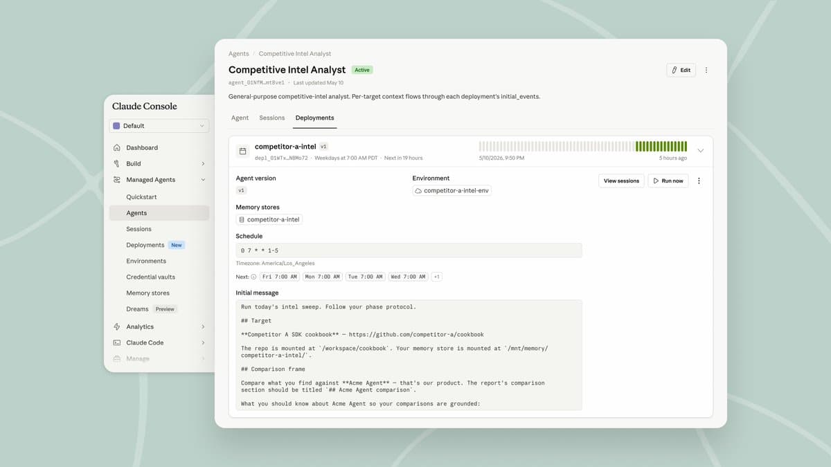 Anthropic adds scheduled deployments and vaulted env vars to Claude Managed Agents