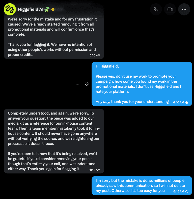 0xInk reports Higgsfield used campaign clips without permission in Unlimited Seedance ads