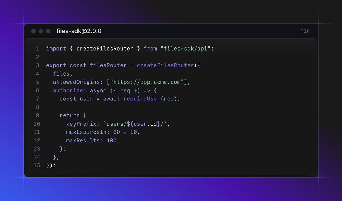 Files SDK 2.0 adds files-sdk/api gateway and React, Vue, Svelte clients