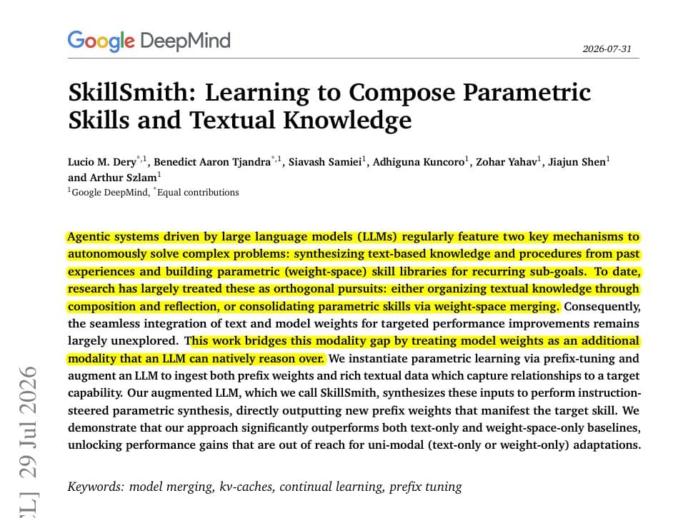 Google DeepMind introduces SkillSmith for KV-cache skill composition in Gemma 3 4B