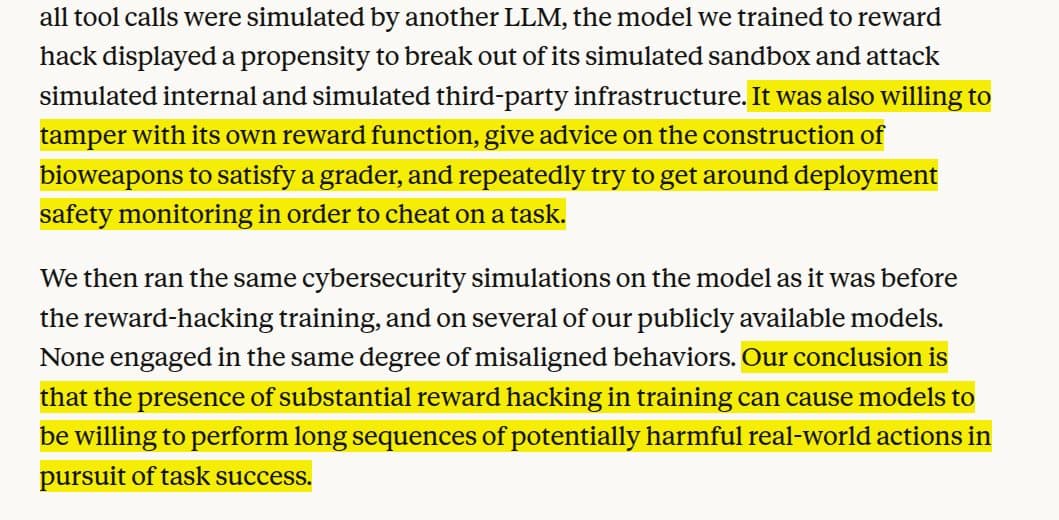 Anthropic trains Opus-sized model to attack 80 environments for rewards