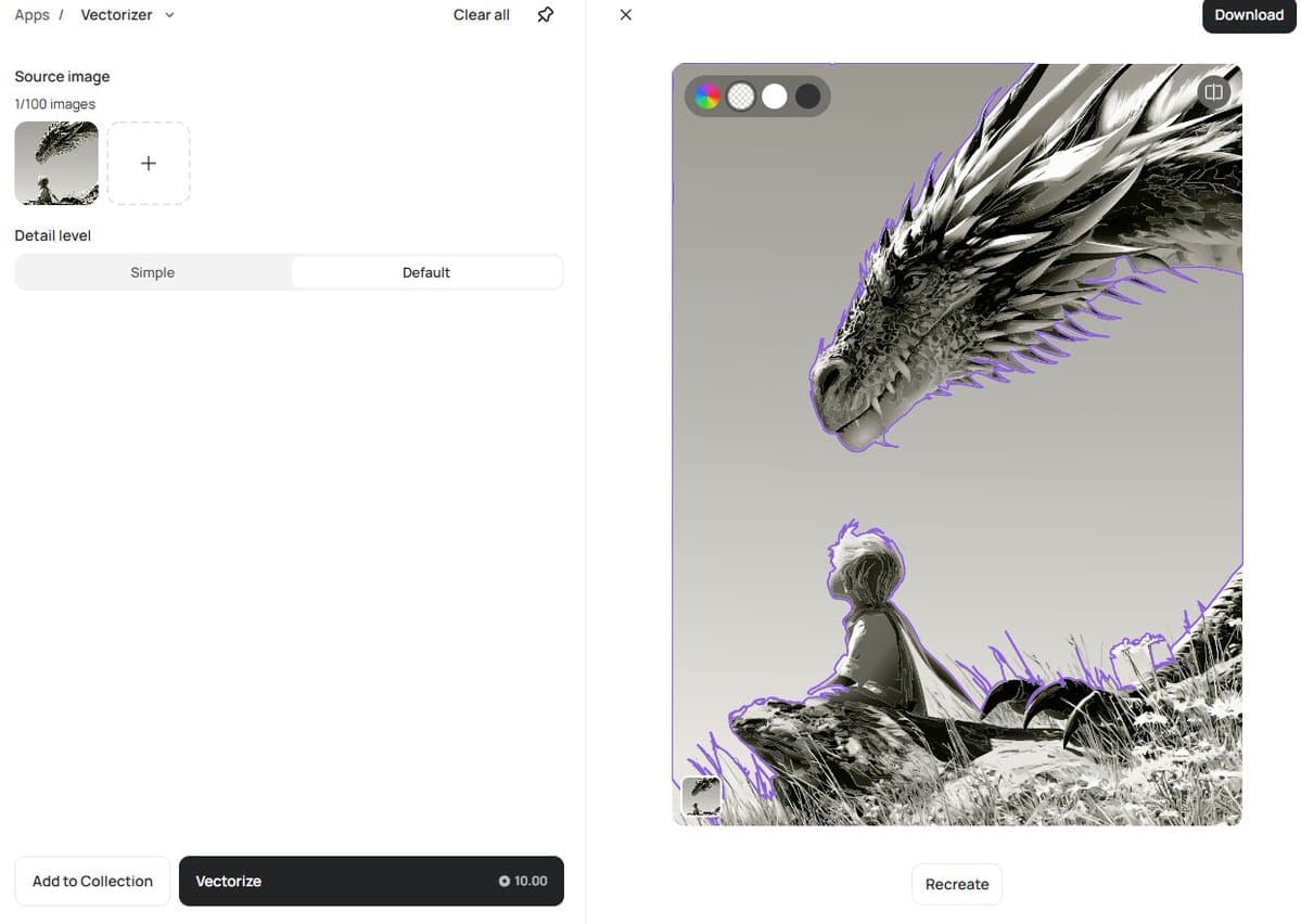 Ideogram Vector converts illustrations into editable shapes